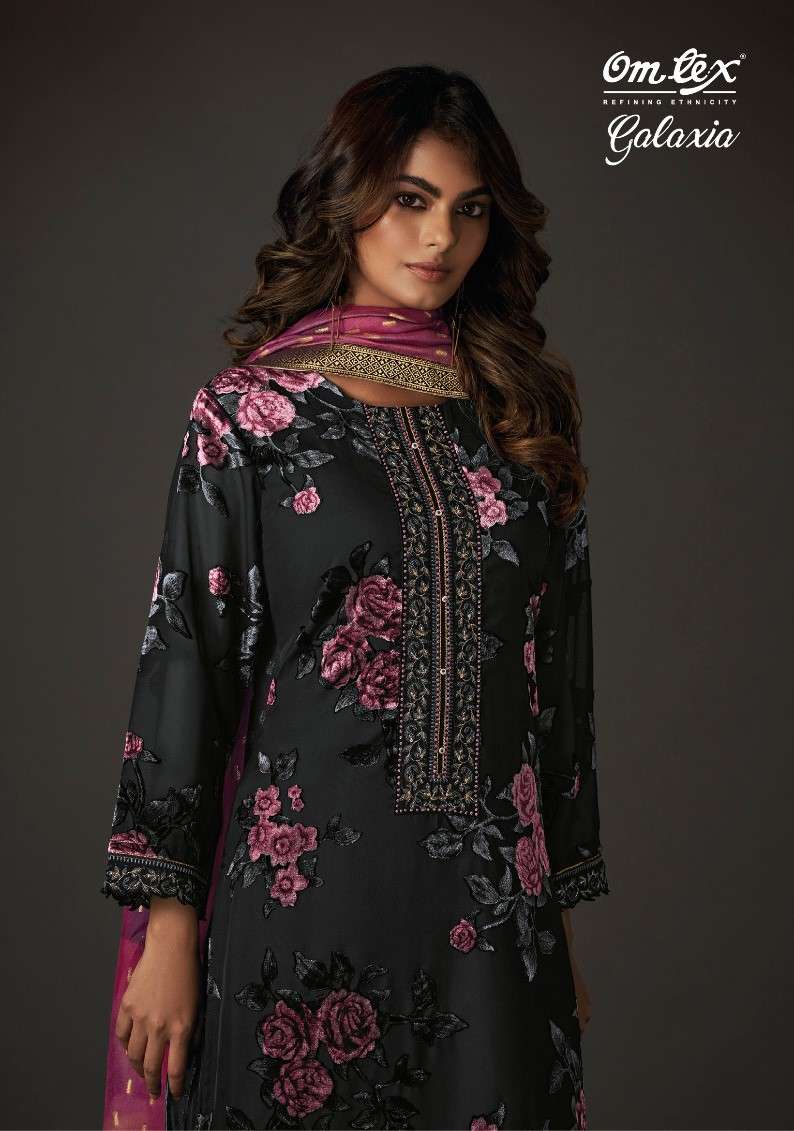 GALAXIA 6301 BY OMTEX FANCY DESIGNER HEAVY VELVET BRASSO PRINT DRESS