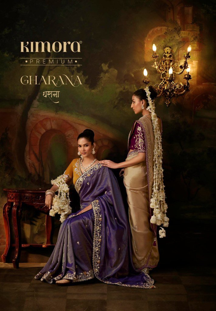GHARANA BY KIMORA 5681 TO 5691 SERIES PURE VISCOSE ZARI TISSUE SAREES