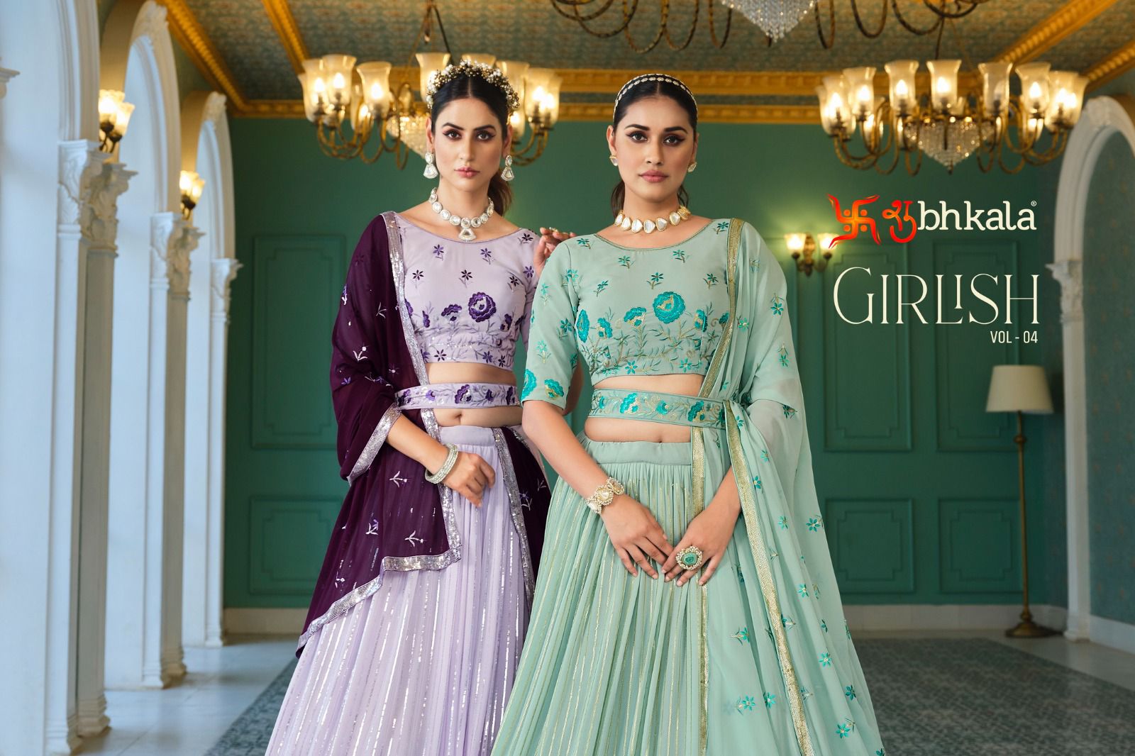 GIRLISH VOL-4 BY SHUBHKALA 171 TO 176 SERIES FANCY GEORGETTE LEHENGAS