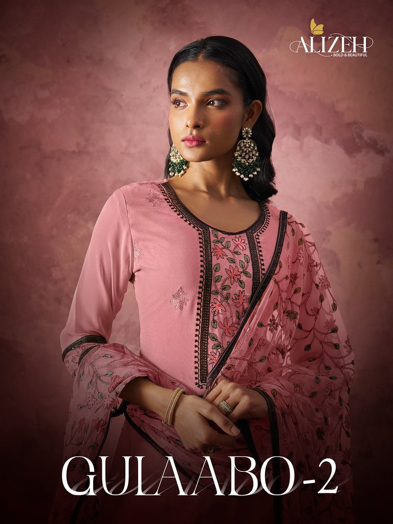 GULAABO VOL-2 BY ALIZEH 7026 TO 7029 SERIES GEORGETTE STITCHED DRESSES