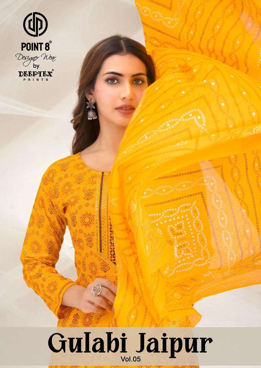 GULABI JAIPUR VOL-5 BY DEEPTEX 5001 TO 5008 SERIES COTTON PRINT DRESSES