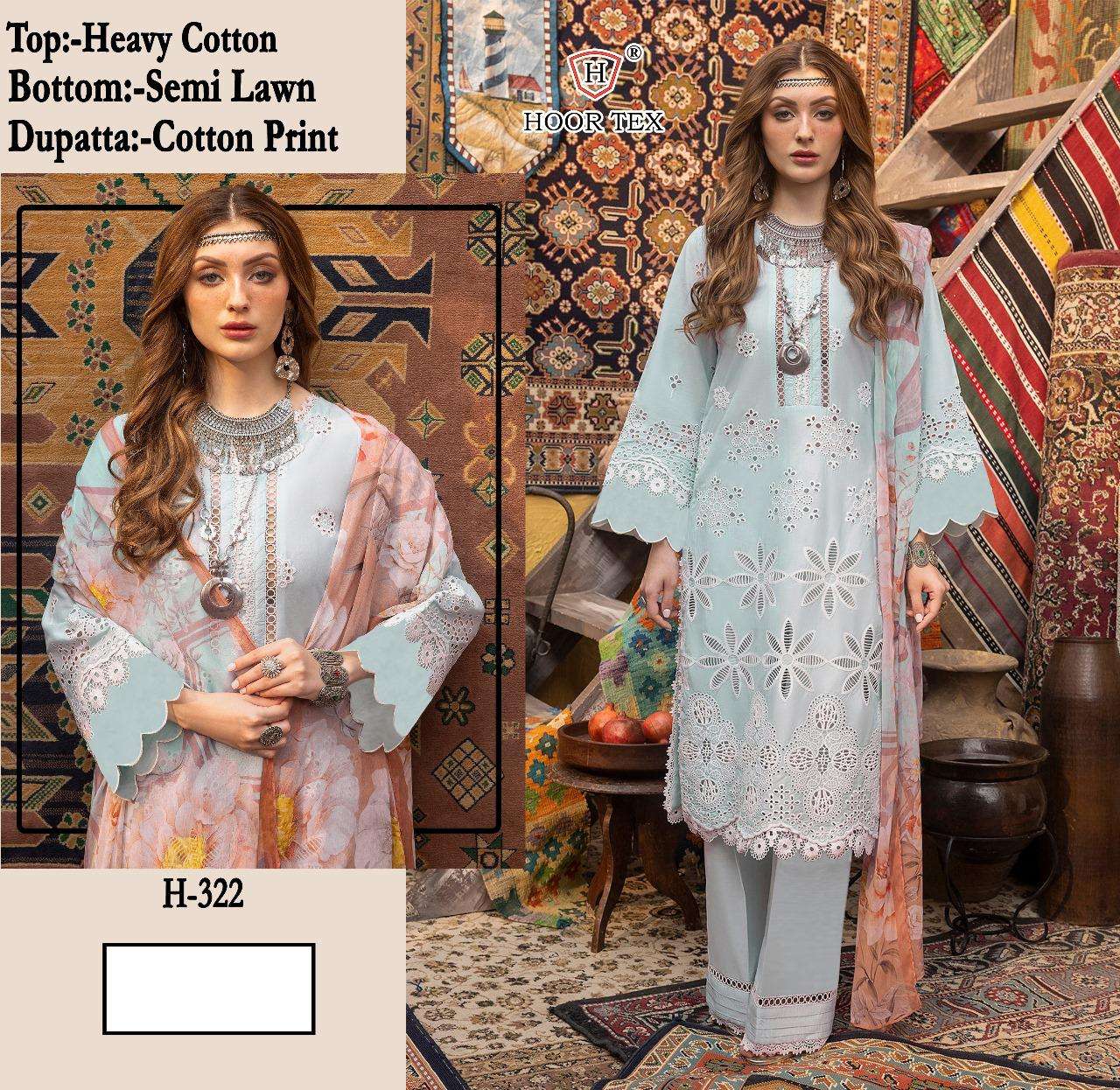 H-322 HIT DESIGN BY HOOR TEX DESIGNER HEAVY COTTON PAKISTANI DRESS