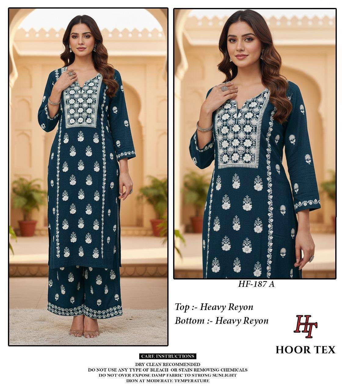 HF-187 COLOURS BY HOOR TEX HEAVY RAYON PAKISTANI KURTIS WITH PANT