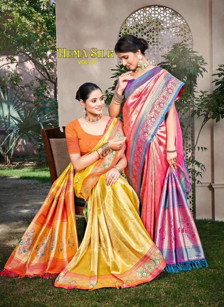 HEMA SILK VOL-3 BY BUNAWAT 1001 TO 1006 SERIES DESIGNER SILK SAREES