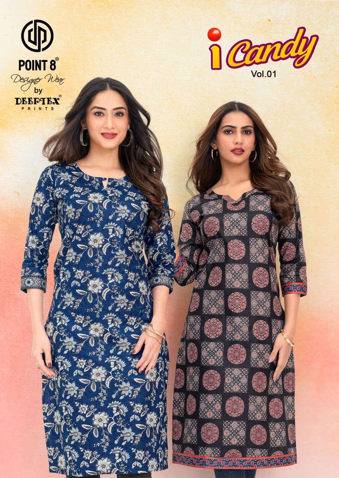 I-CANDY VOL-1 BY DEEPTEX 1001 TO 1010 SERIES COTTON PRINTED KURTIS