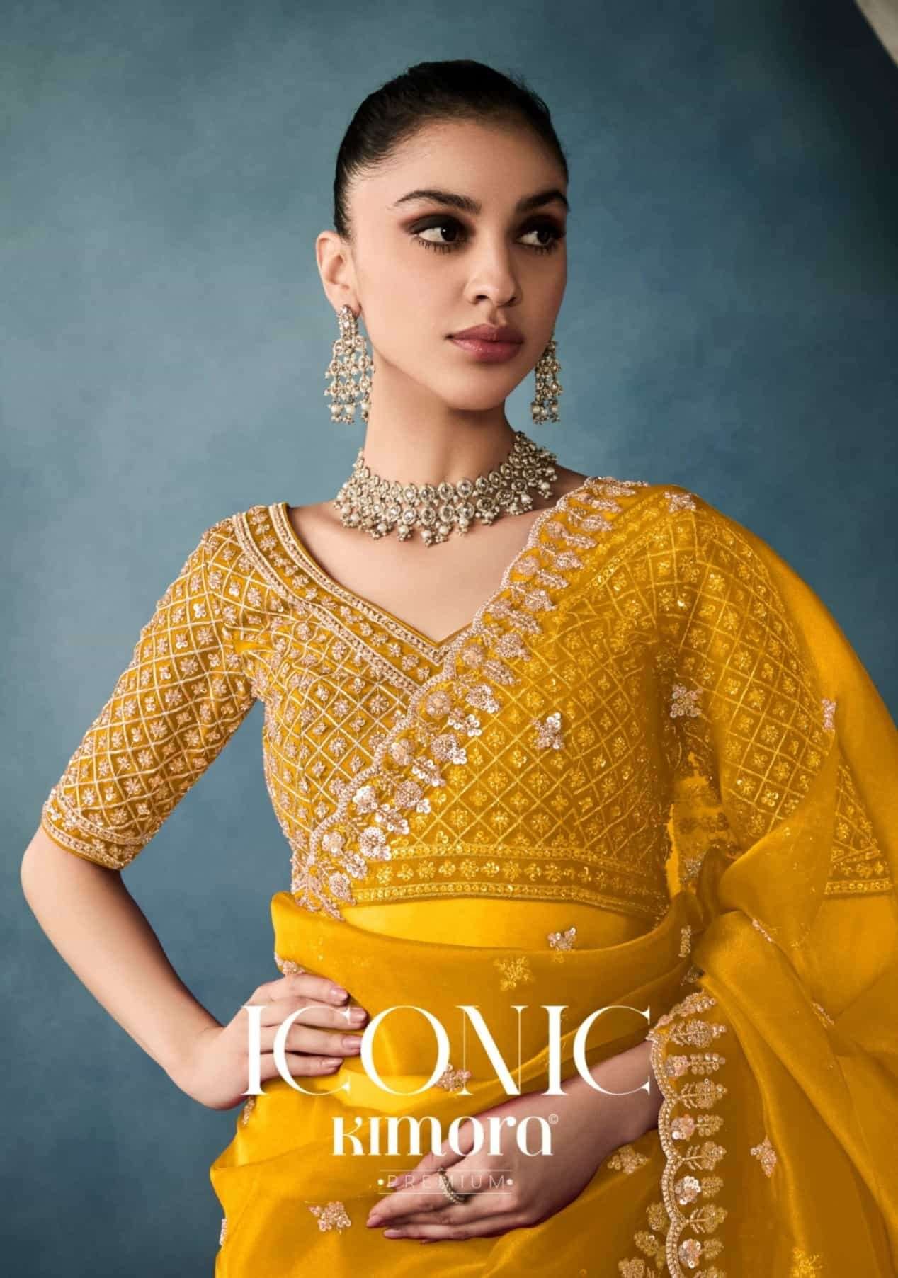 ICONIC 5421 COLOURS BY KIMORA 5421 TO 5421-C SERIES NET ORGANZA SAREES