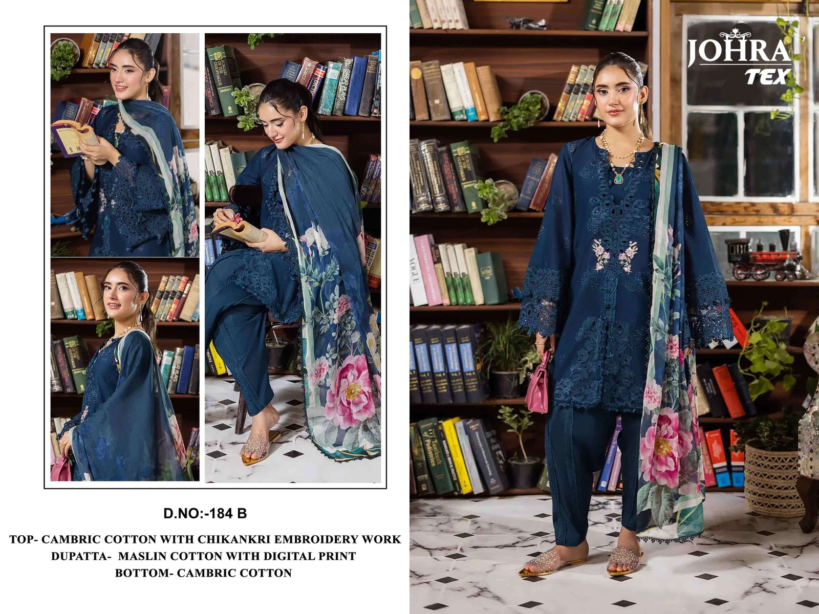JT-184-B BY JOHRA TEX FANCY DESIGNER CAMBRIC COTTON PAKISTANI DRESS
