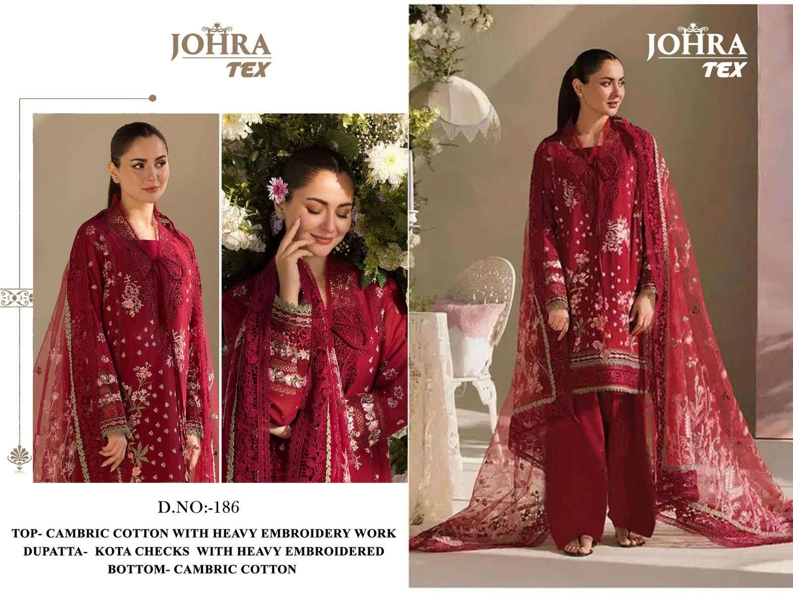 JT-186 BY JOHRA TEX FANCY DESIGNER CAMBRIC COTTON PAKISTANI DRESS