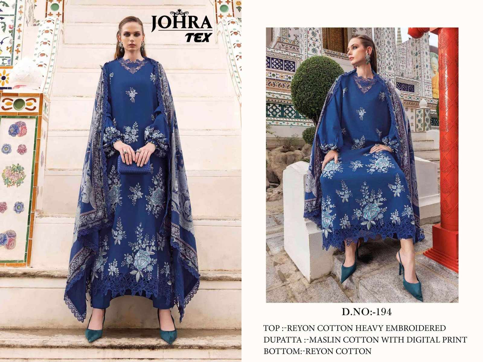 JT-194 BY JOHRA TEX FANCY DESIGNER HEAVY RAYON COTTON PAKISTANI DRESS