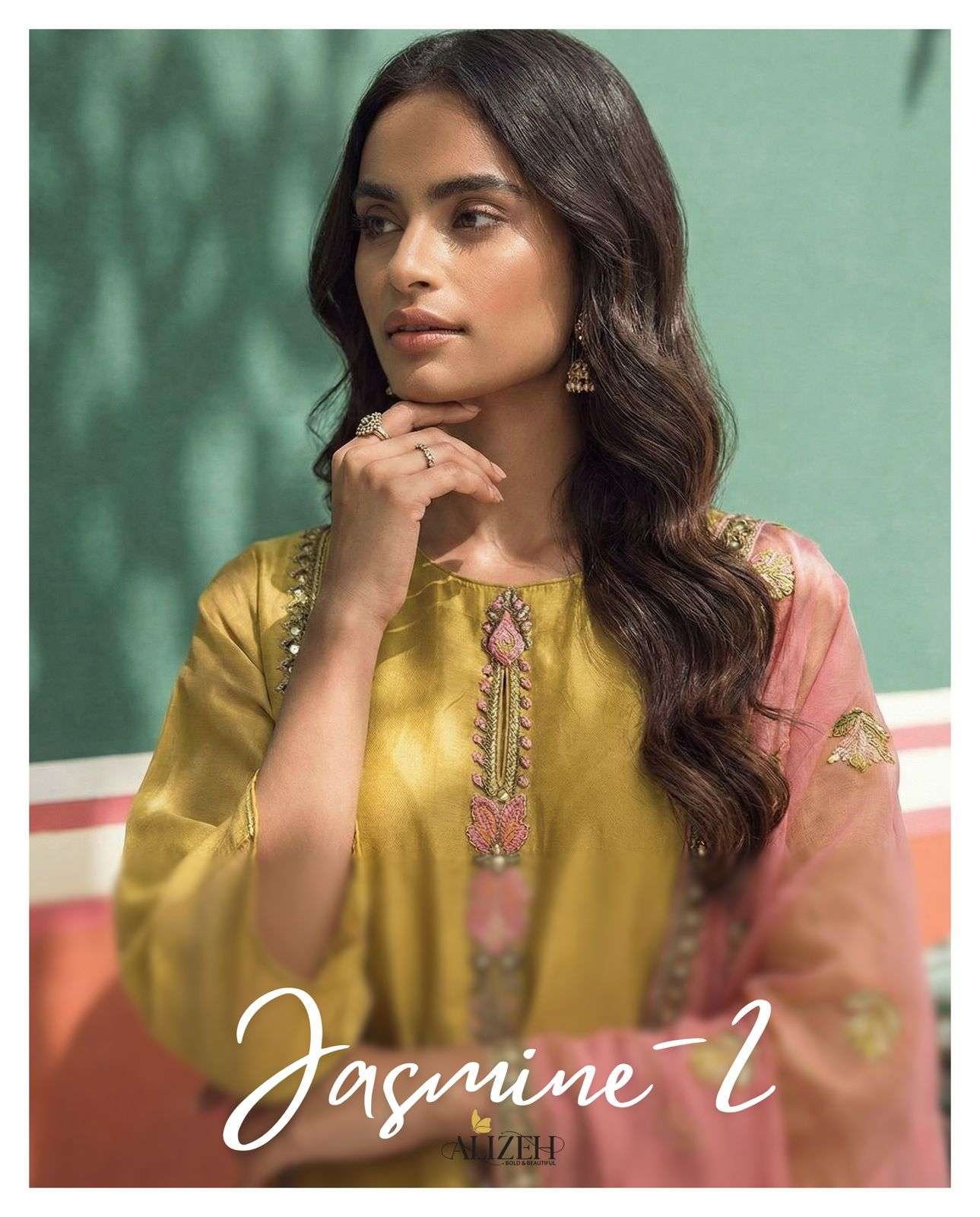 JASMINE VOL-2 BY ALIZEH 8030 TO 8032 SERIES FANCY ZARI FABRIC DRESSES