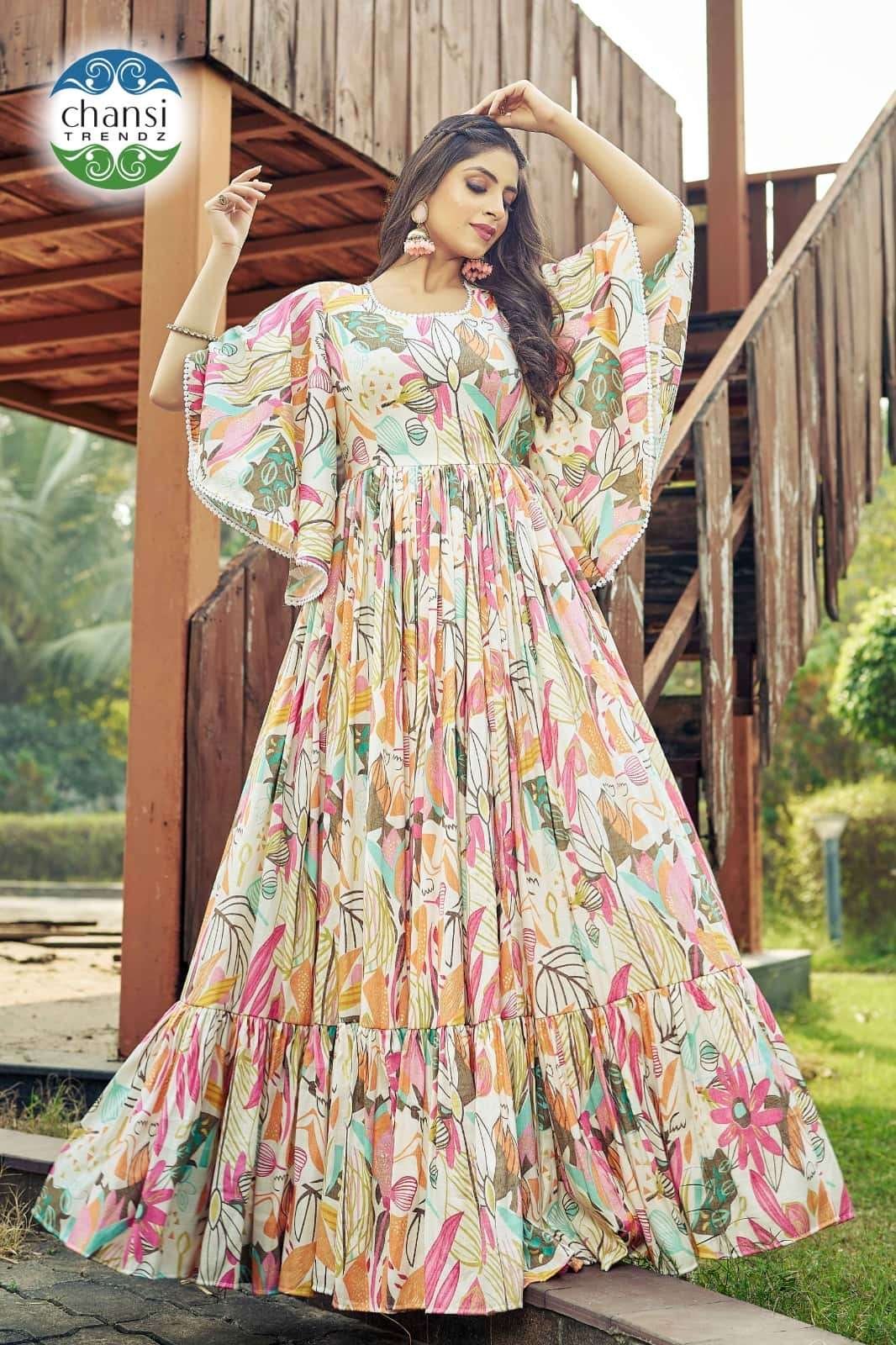 JEEVIKA BY CHANSI TRENDZ FANCY DESIGNER RAYON PRINTED LONG GOWNS