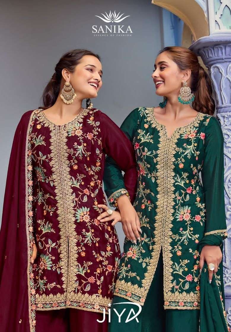 JIYA BY SANIKA 10036 TO 10039 SERIES HEAVY CHINON SILK STITCHED DRESSES