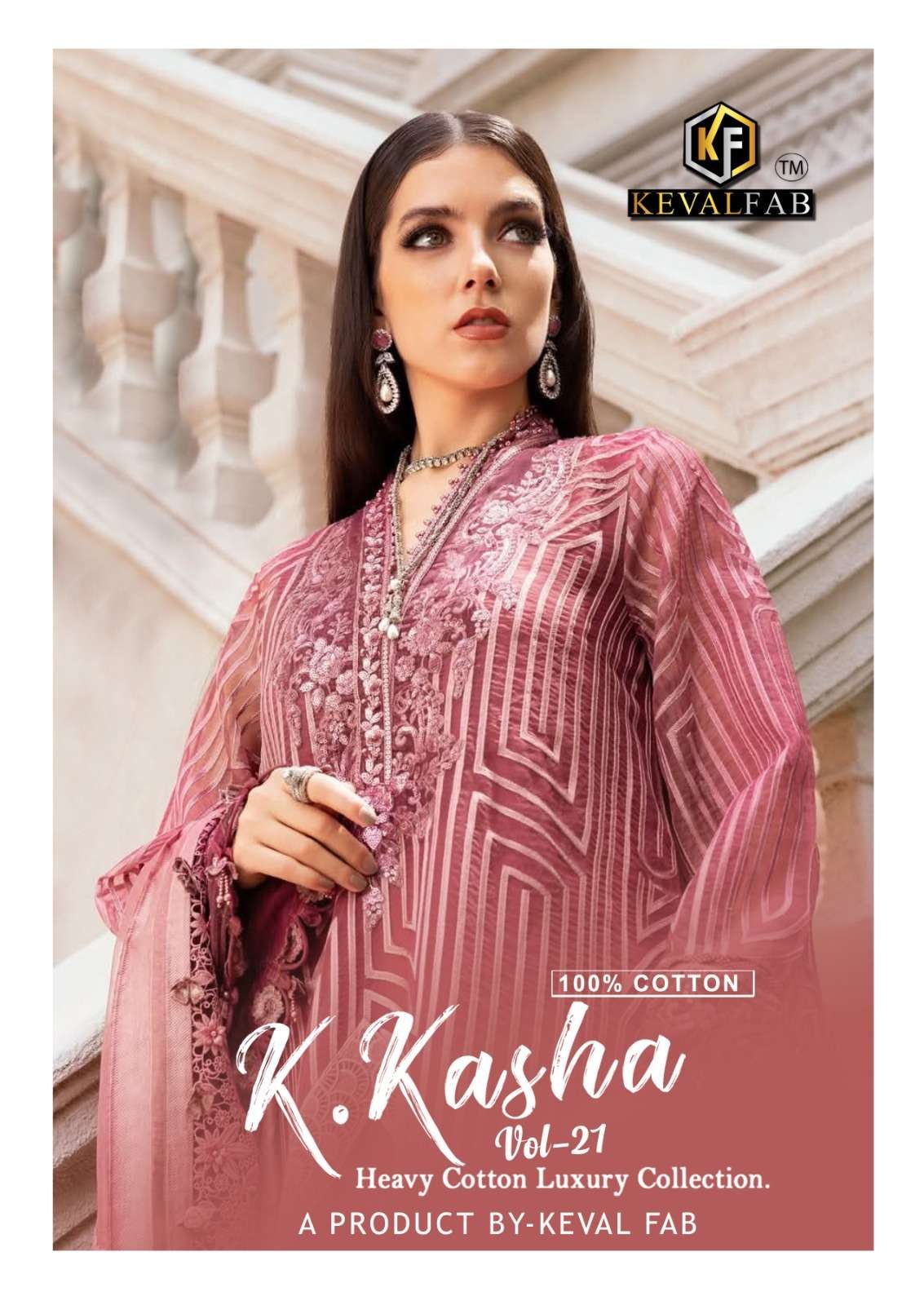 K.KASHA VOL-21 BY KEVAL FAB 21001 TO 21006 SERIES COTTON PAKISTANI DRESSES