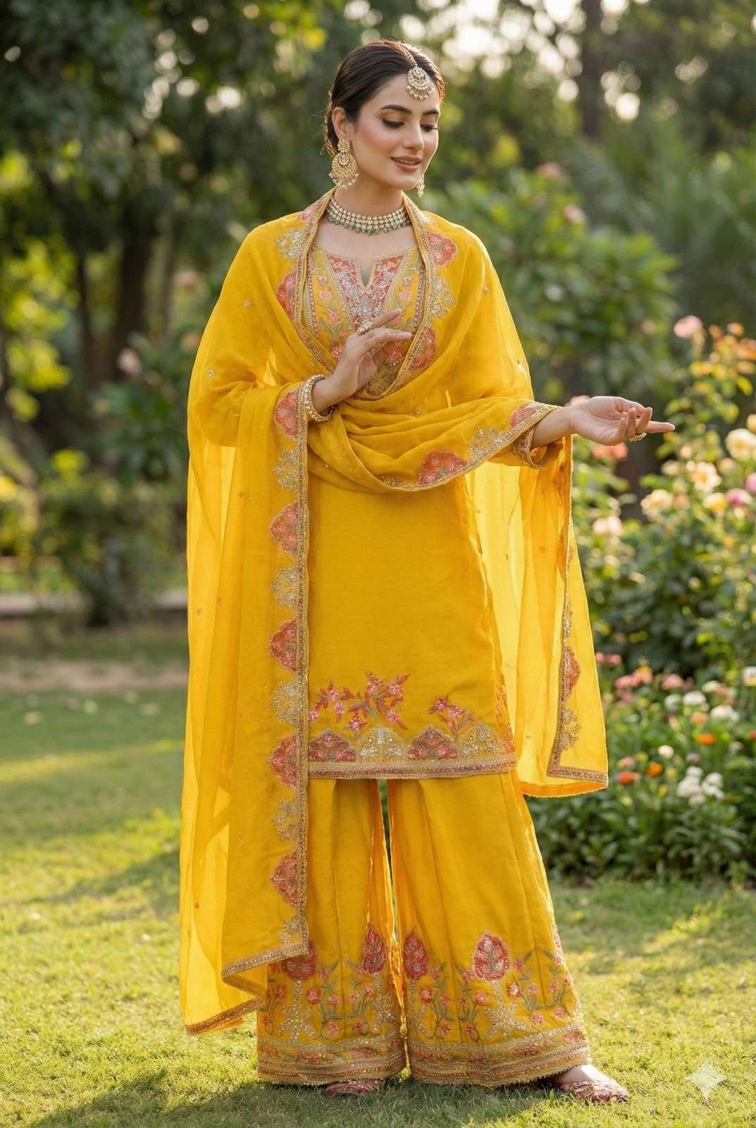 KB-3304 COLOURS BY SUSWANI HEAVY CHINON STITCHED SHARARA DRESSES