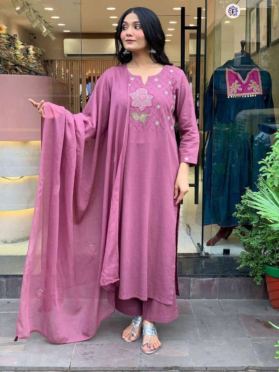 KF-4069 BY SUSWANI STYLISH FANCY DESIGNER COTTON STITCHED DRESS