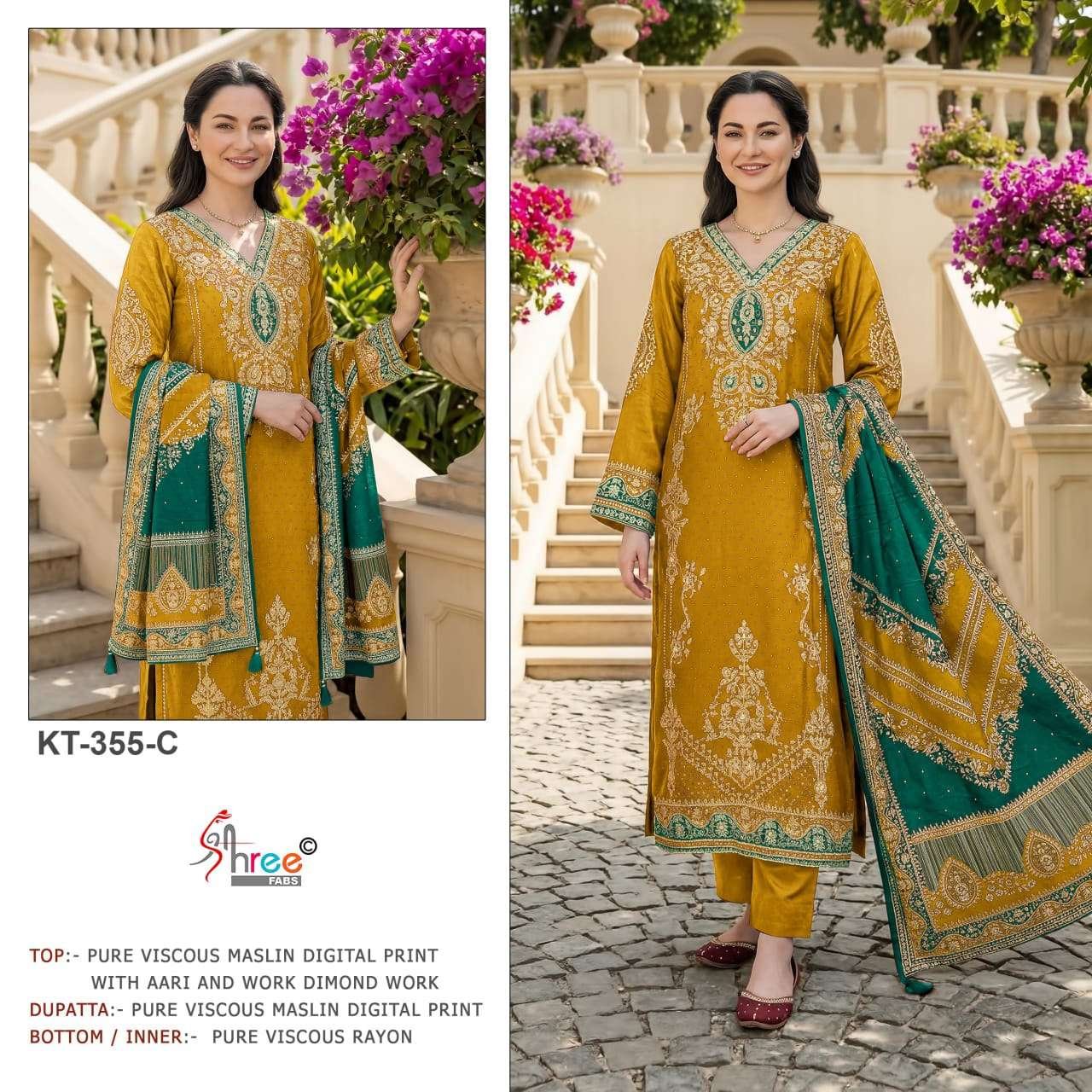 KT-355-C HIT DESIGN BY SHREE FABS PURE VISCOSE MUSLIN PAKISTANI DRESS