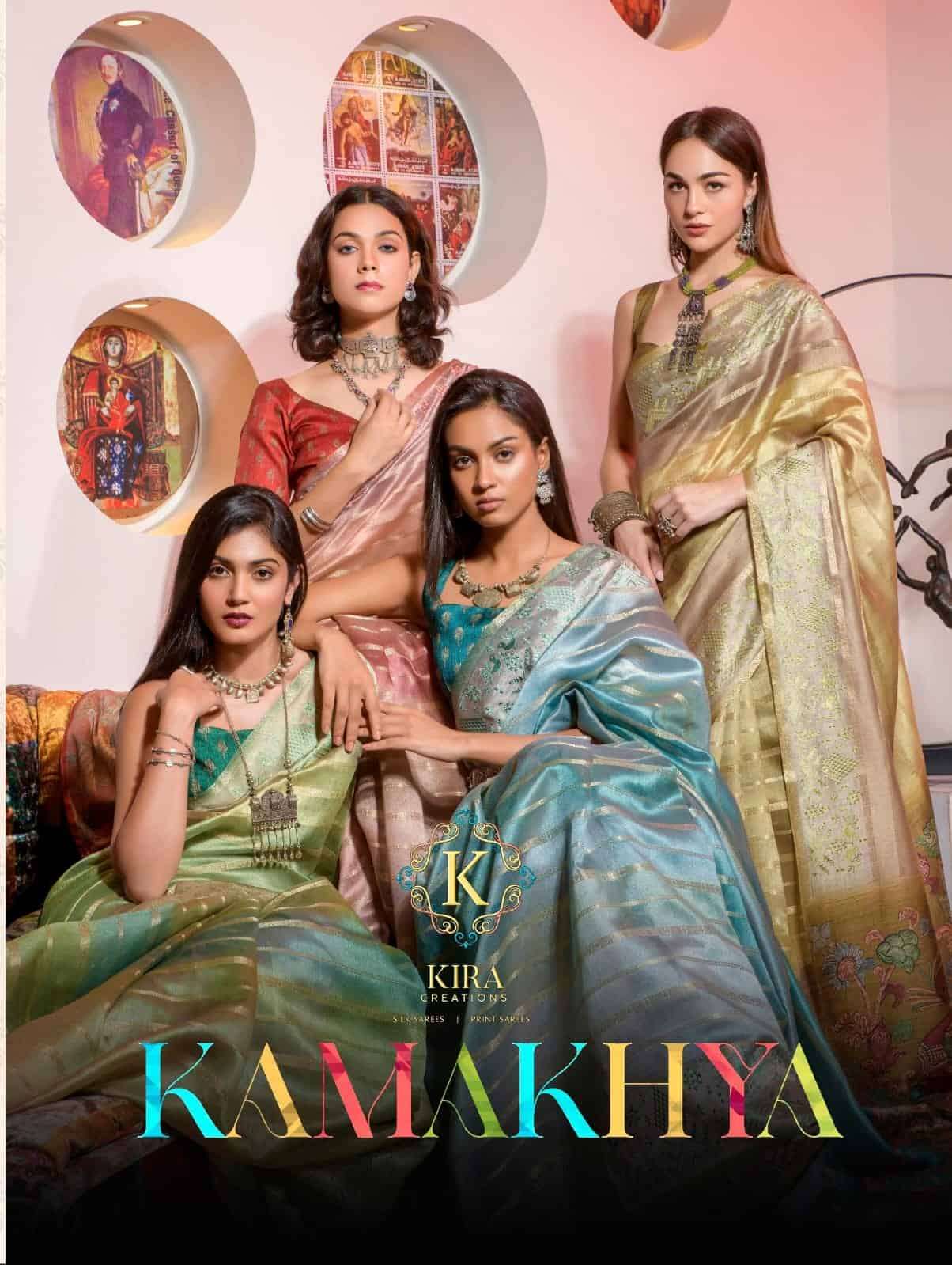 KAMAKHYA BY KIRA 14000 TO 14007 SERIES FANCY DESIGNER KORA SILK SAREES