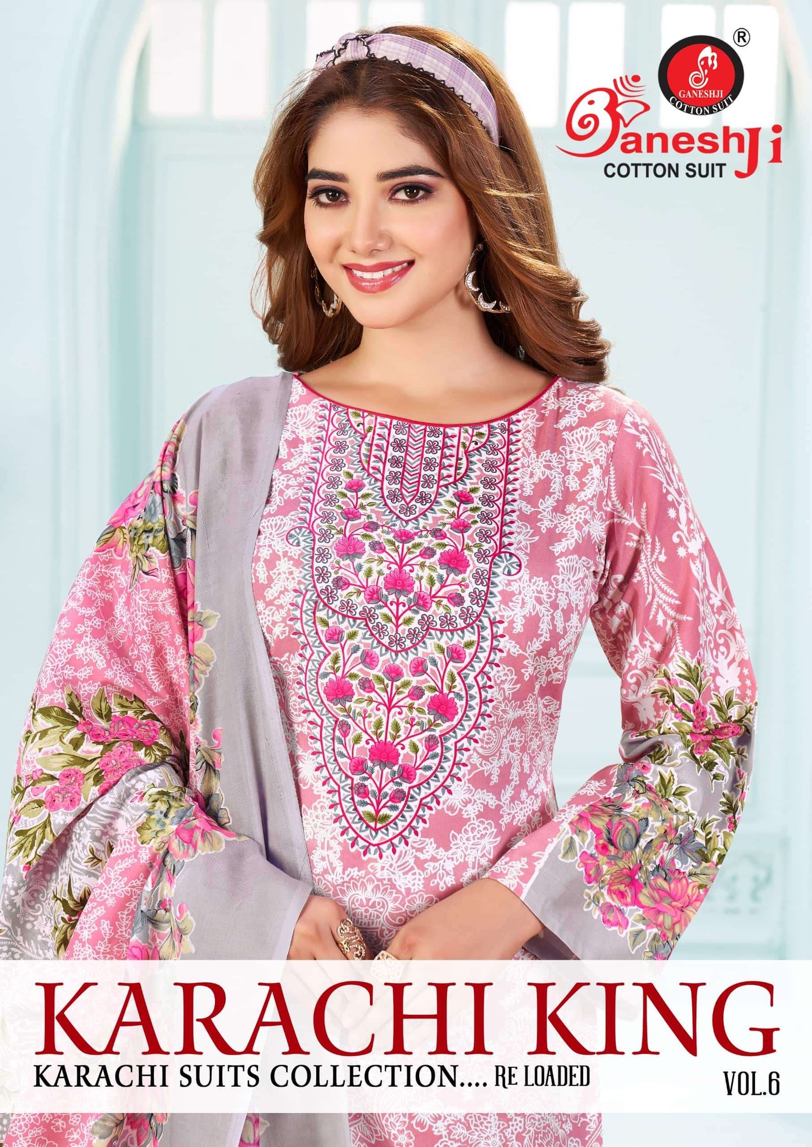 KARACHI KING VOL-6 BY GANESHJI 6001 TO 6008 SERIES COTTON DRESSES