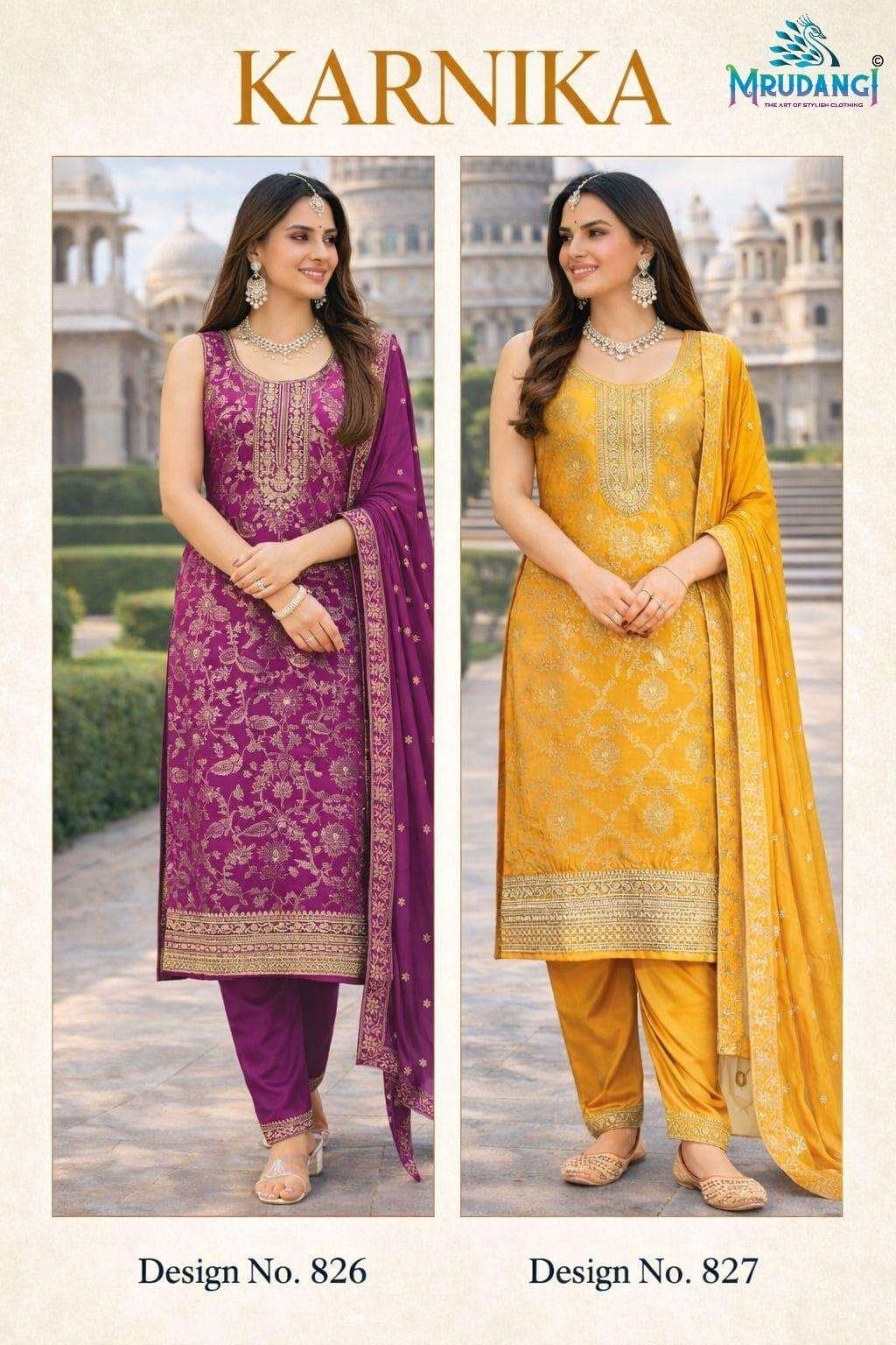 KARNIKA BY MRUDANGI 826 TO 827 SERIES VISCOSE JACQUARD STITCHED DRESSES