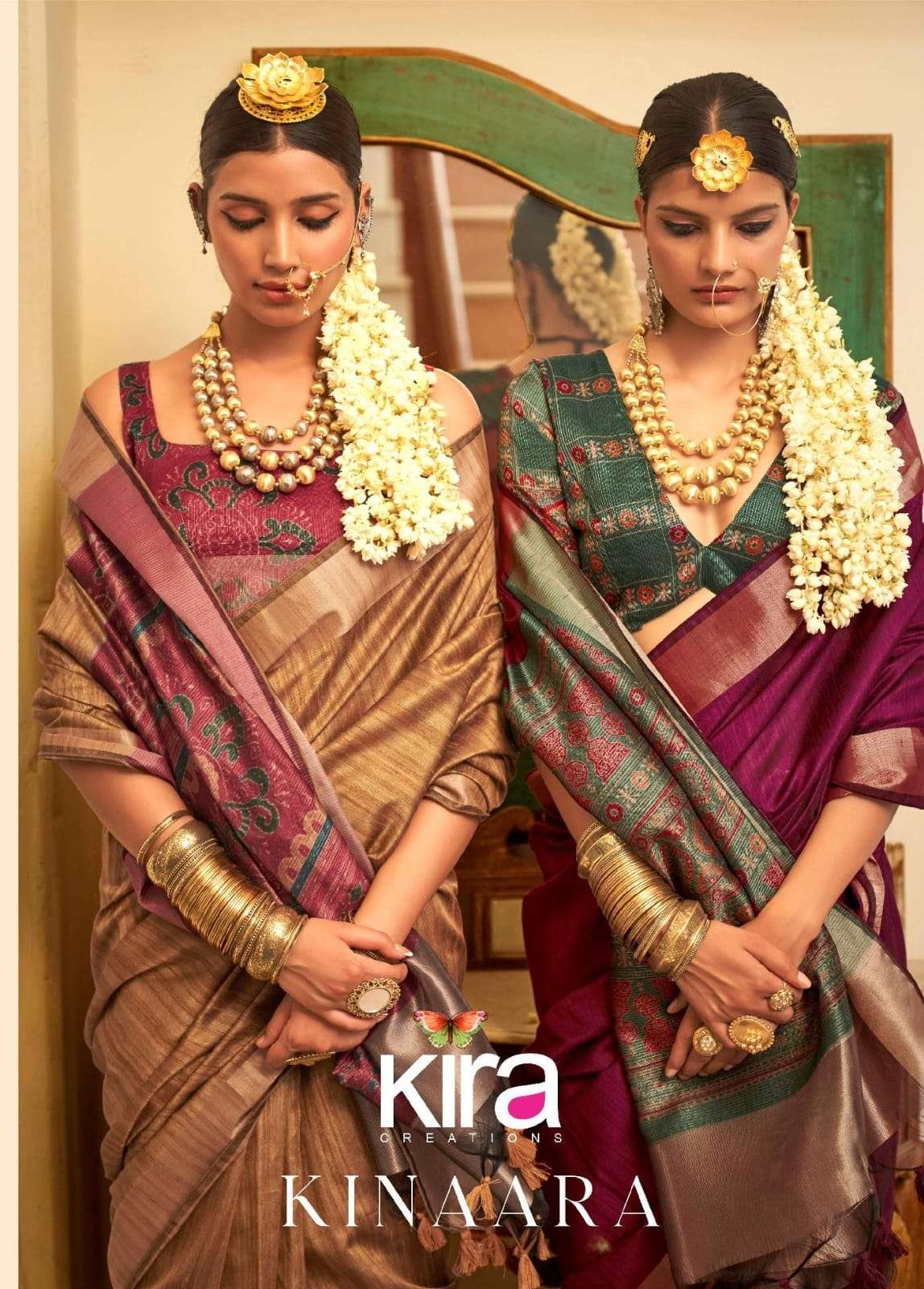 KINAARA BY KIRA 3201 TO 3211 SERIES DESIGNER TUSSER LINEN SAREES