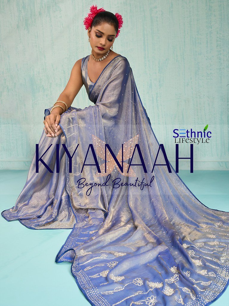 KIYANAAH BY SETHNIC 89001 TO 89004 SERIES LUXE VELVET CHIFFON SAREES