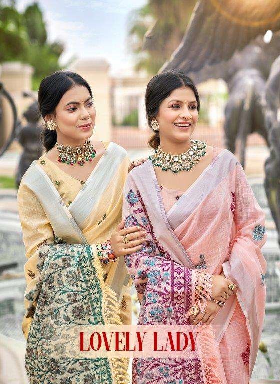LOVELY LADY BY BUNAWAT 1001 TO 1006 SERIES FANCY DESIGNER LINEN SAREES