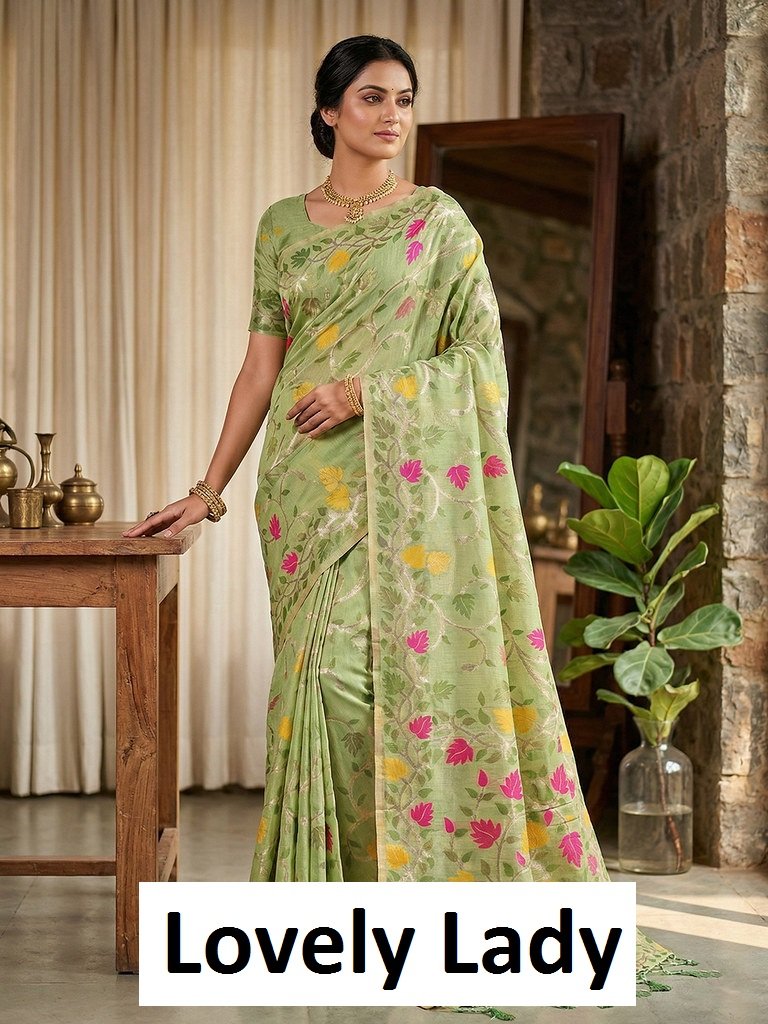 LOVELY LADY BY SUSWANI 1001 TO 1006 SERIES FANCY LINEN COTTON SAREES