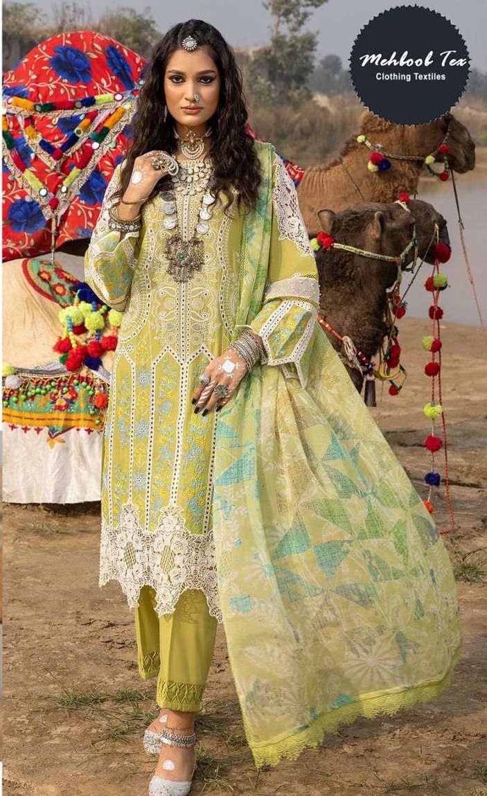 M-1384 HIT DESIGN BY MEHBOOB TEX CAMBRIC COTTON PAKISTANI DRESS