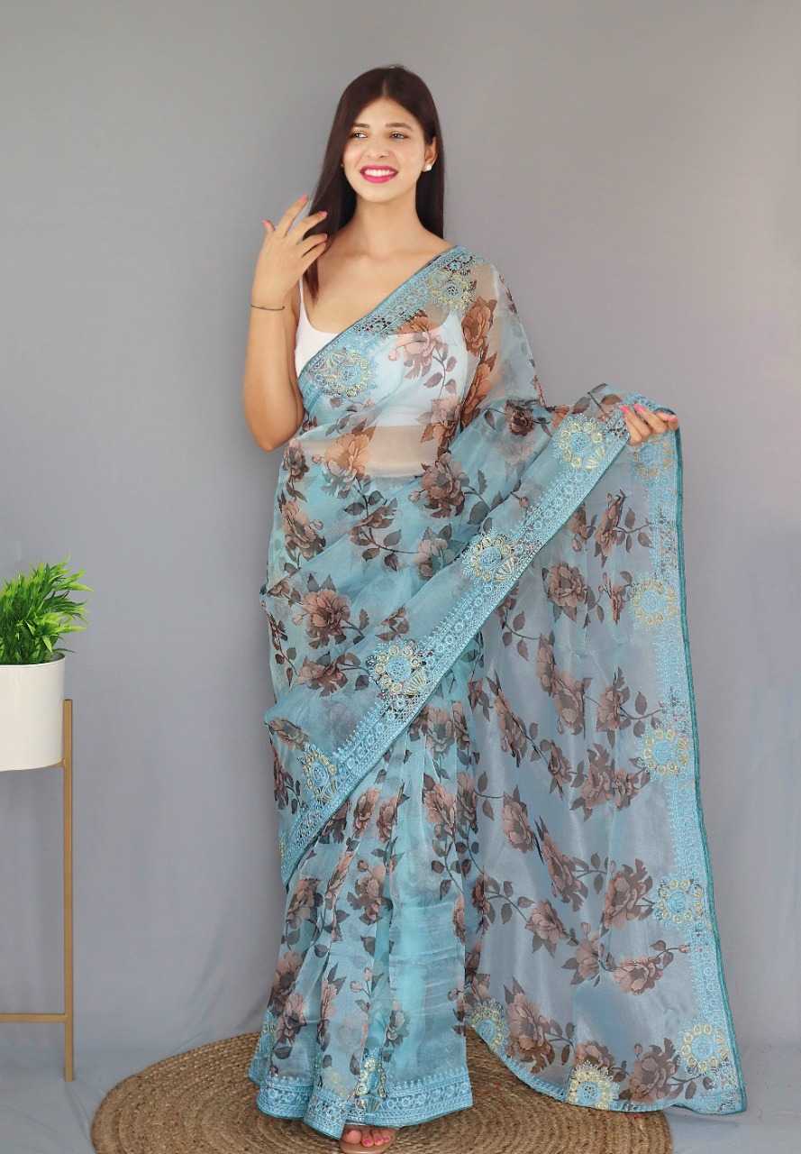 MAN MOHINI BY SUSWANI BOLLYWOOD DESIGNER ORGANZA FLORAL PRINT SAREES