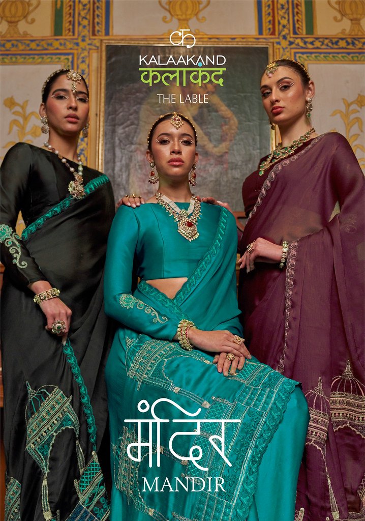 MANDIR BY KALAAKAND 501 TO 504 SERIES DESIGNER SATIN CHIFFON SAREES