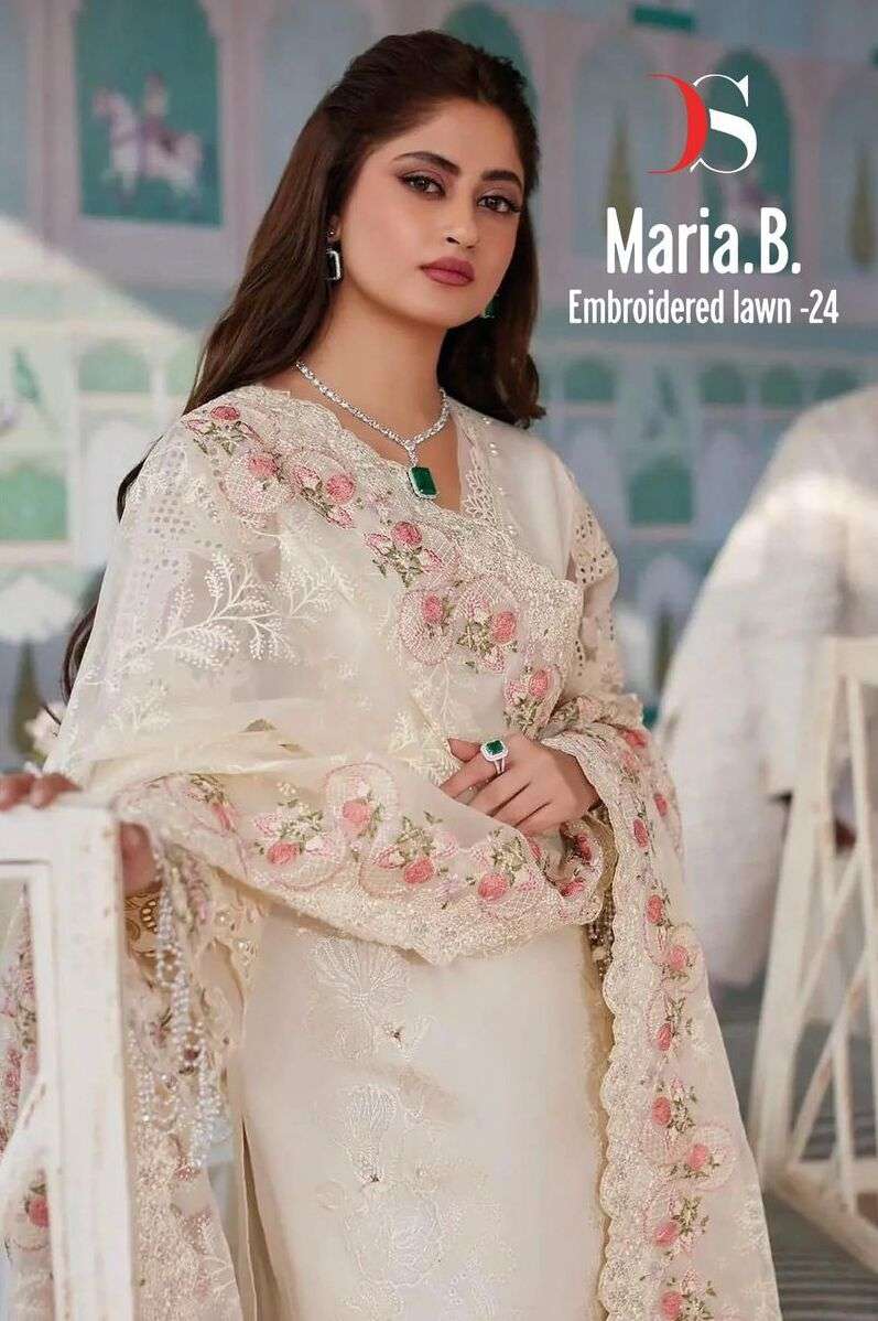 MARIA.B. EMBROIDERED LAWN-24 BY DEEPSY SUITS 5091 TO 5096 SERIES COTTON PAKISTANI DRESSES