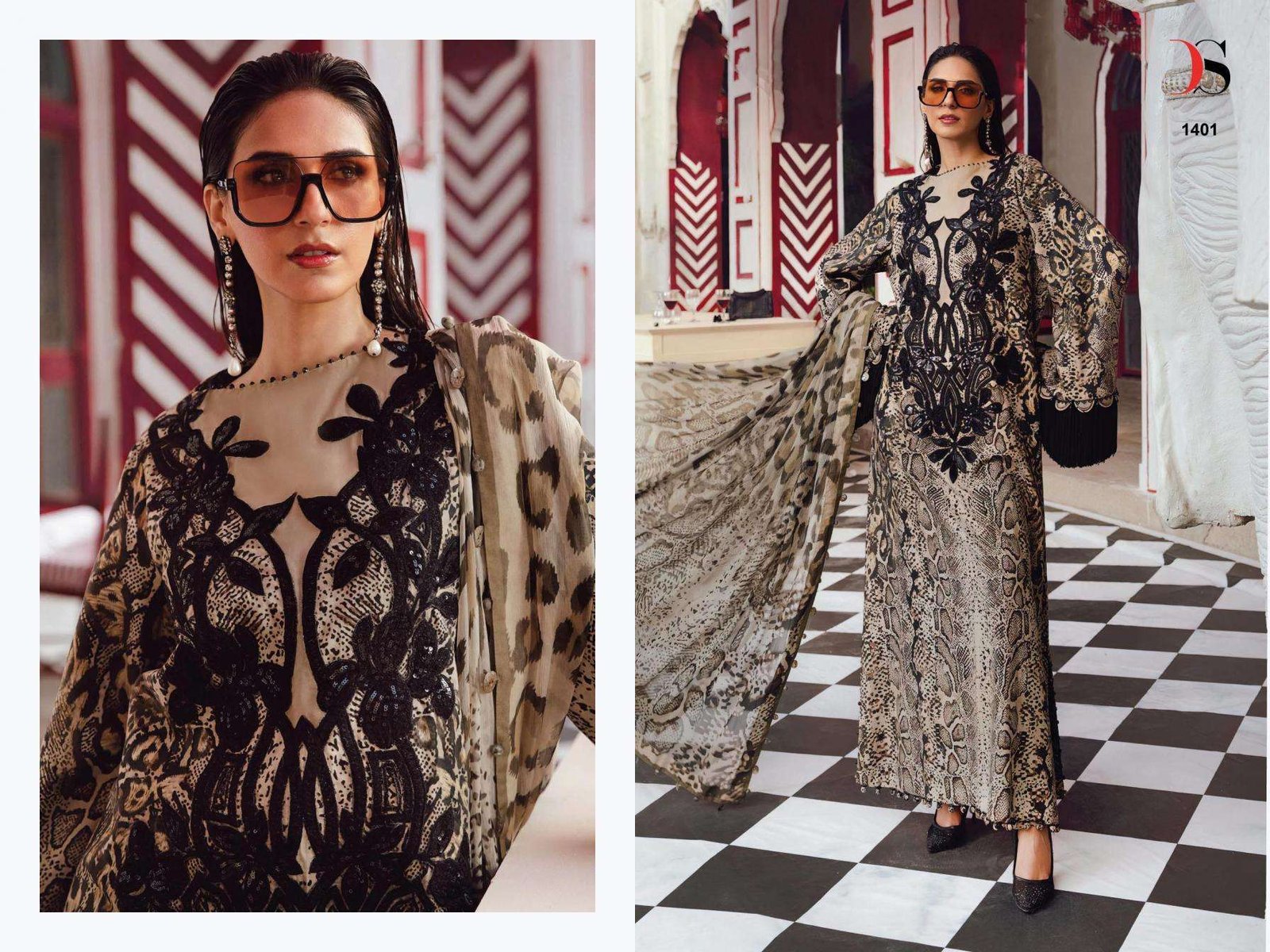 MARIA.B. M PRINT 1401 BY DEEPSY SUITS FANCY COTTON PAKISTANI DRESS