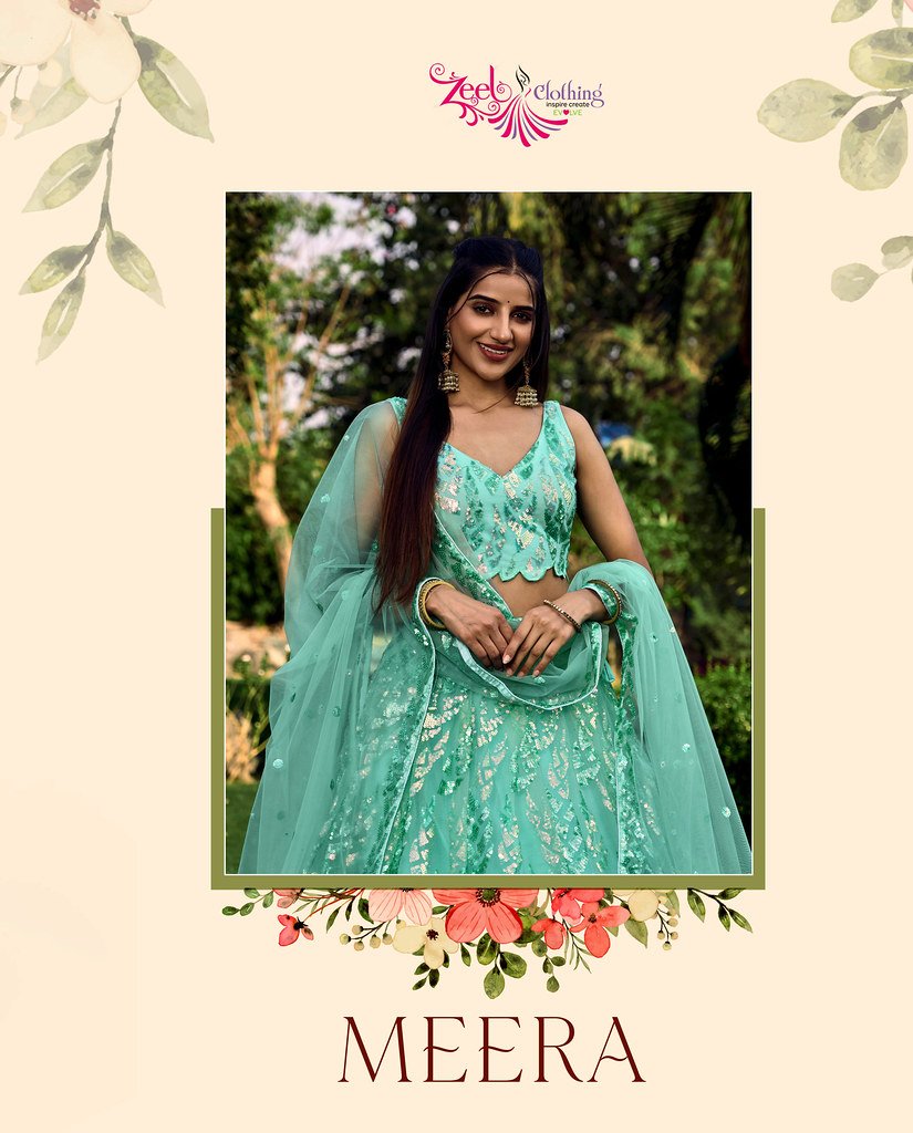 MEERA BY ZEEL CLOTHING 5101 SERIES HEAVY DESIGNER SOFT NET LEHENGAS