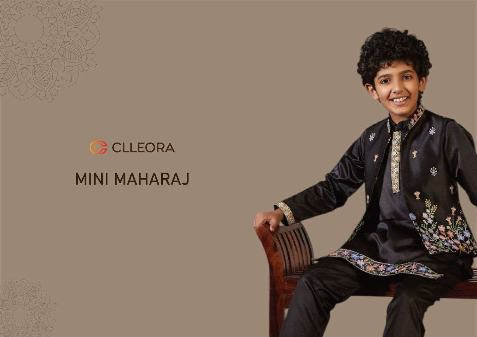 MINI MAHARAJ BY CLLEORA 91091 TO 91093 SERIES SATIN KIDS KURTA PYJAMA WITH KOTI
