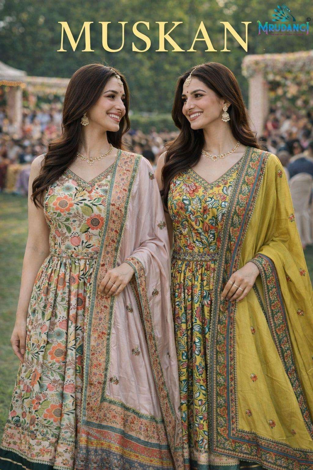 MUSKAN BY MRUDANGI 887 TO 888 SERIES PREMIUM SOFT DOLA SILK GOWNS