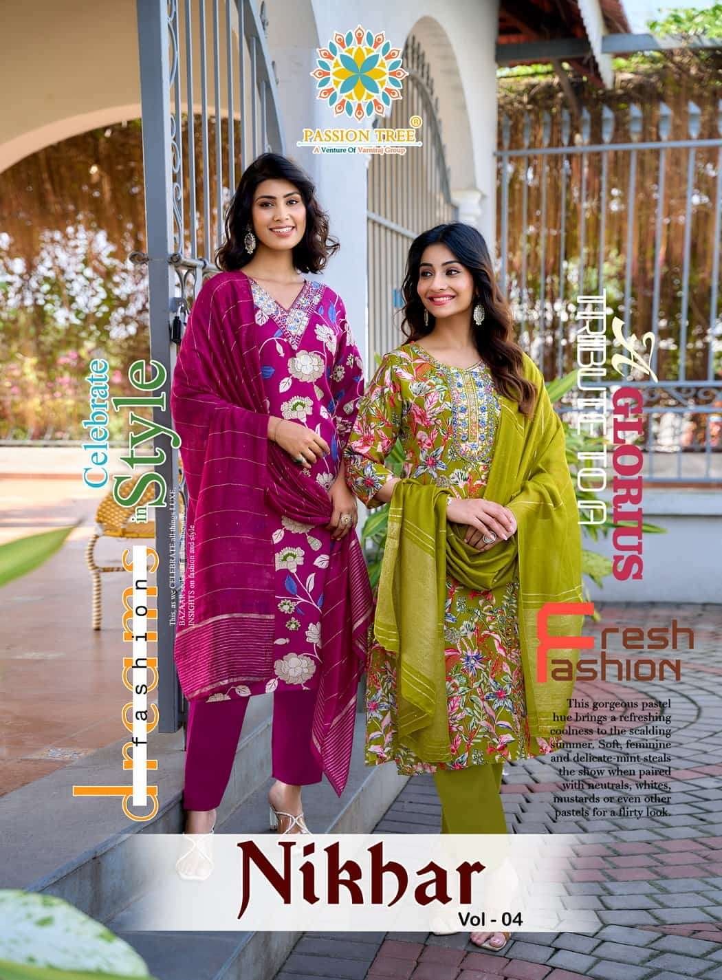 NIKHAR VOL-4 BY PASSION TREE 4001 TO 4008 SERIES RAYON STITCHED DRESSES