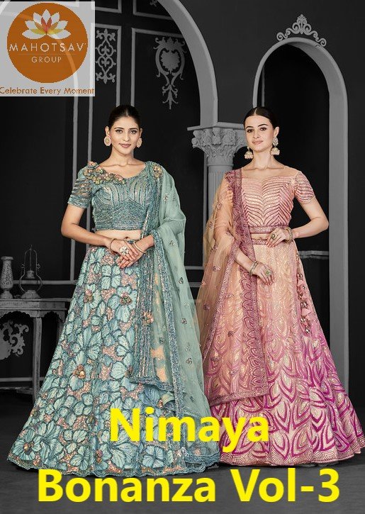 NIMAYA BONANZA VOL-3 BY MAHOTSAV 16803-A TO 16811-B SERIES NET LEHENGAS