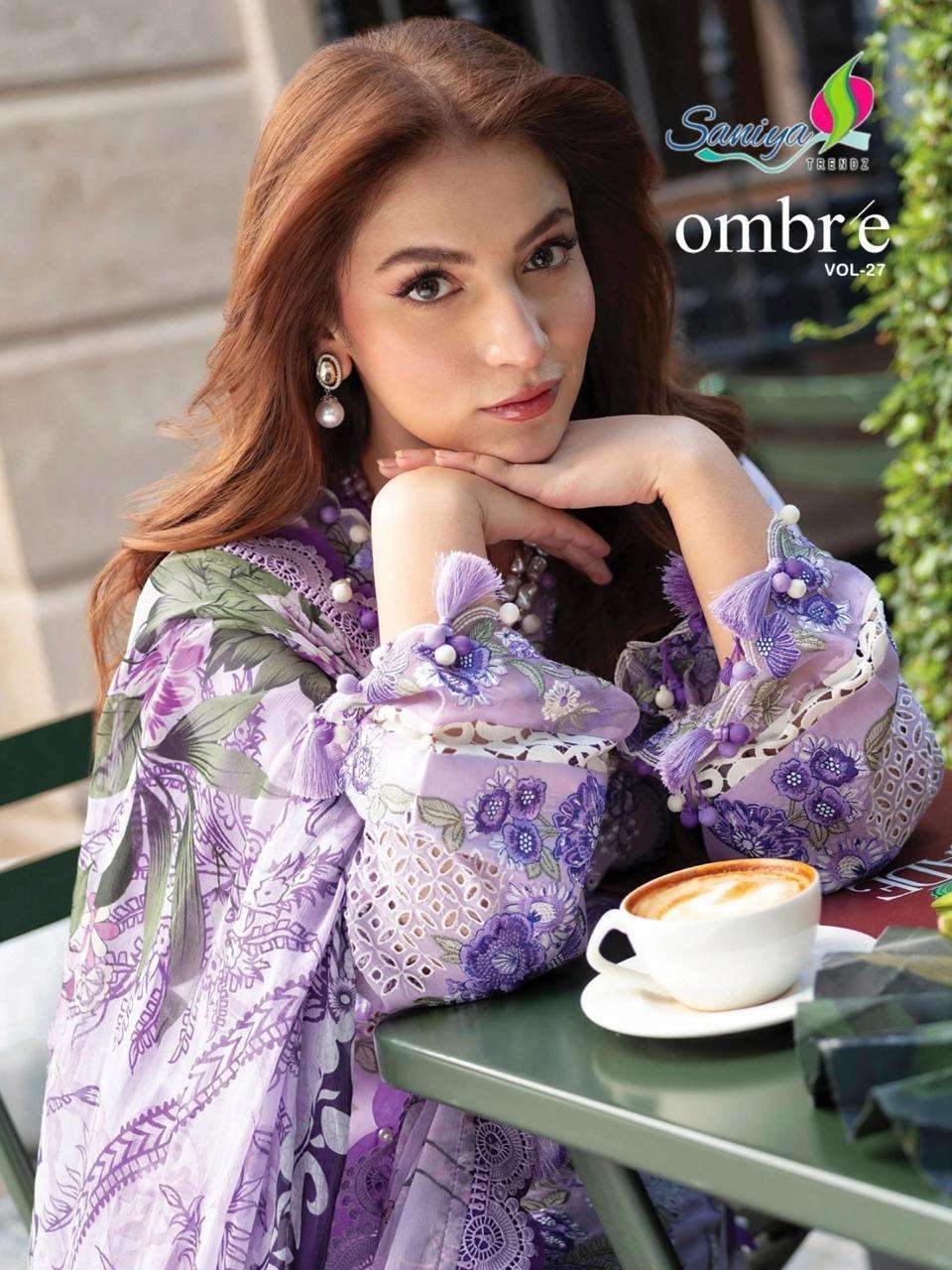 OMBRE VOL-27 BY SANIYA TRENDZ 27001 TO 27003 SERIES COTTON PAKISTANI DRESSES