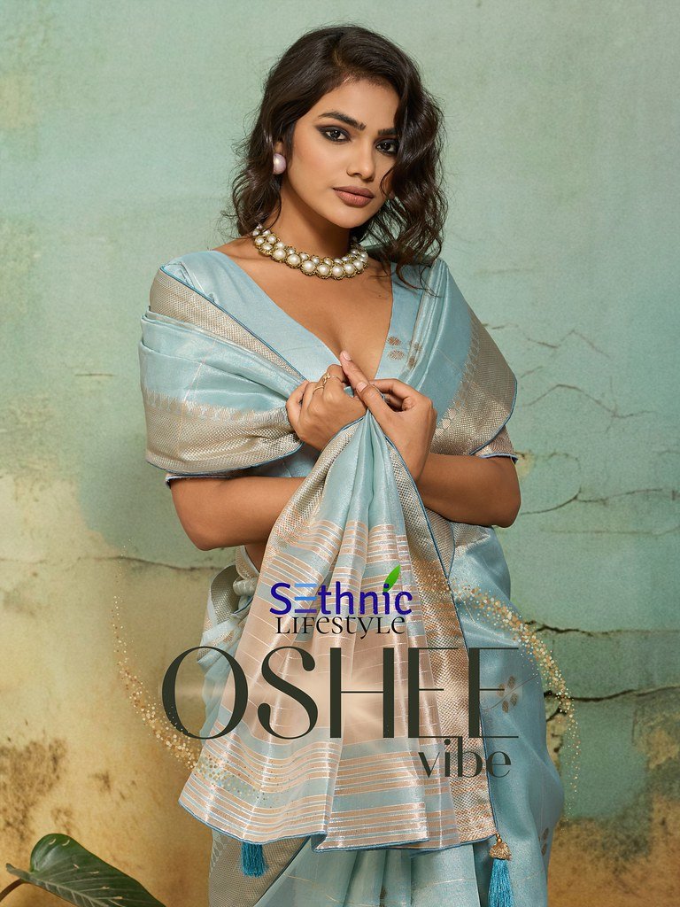 OSHEE VIBE BY SETHNIC 114001 TO 114004 SERIES TISSUE LINEN SAREES