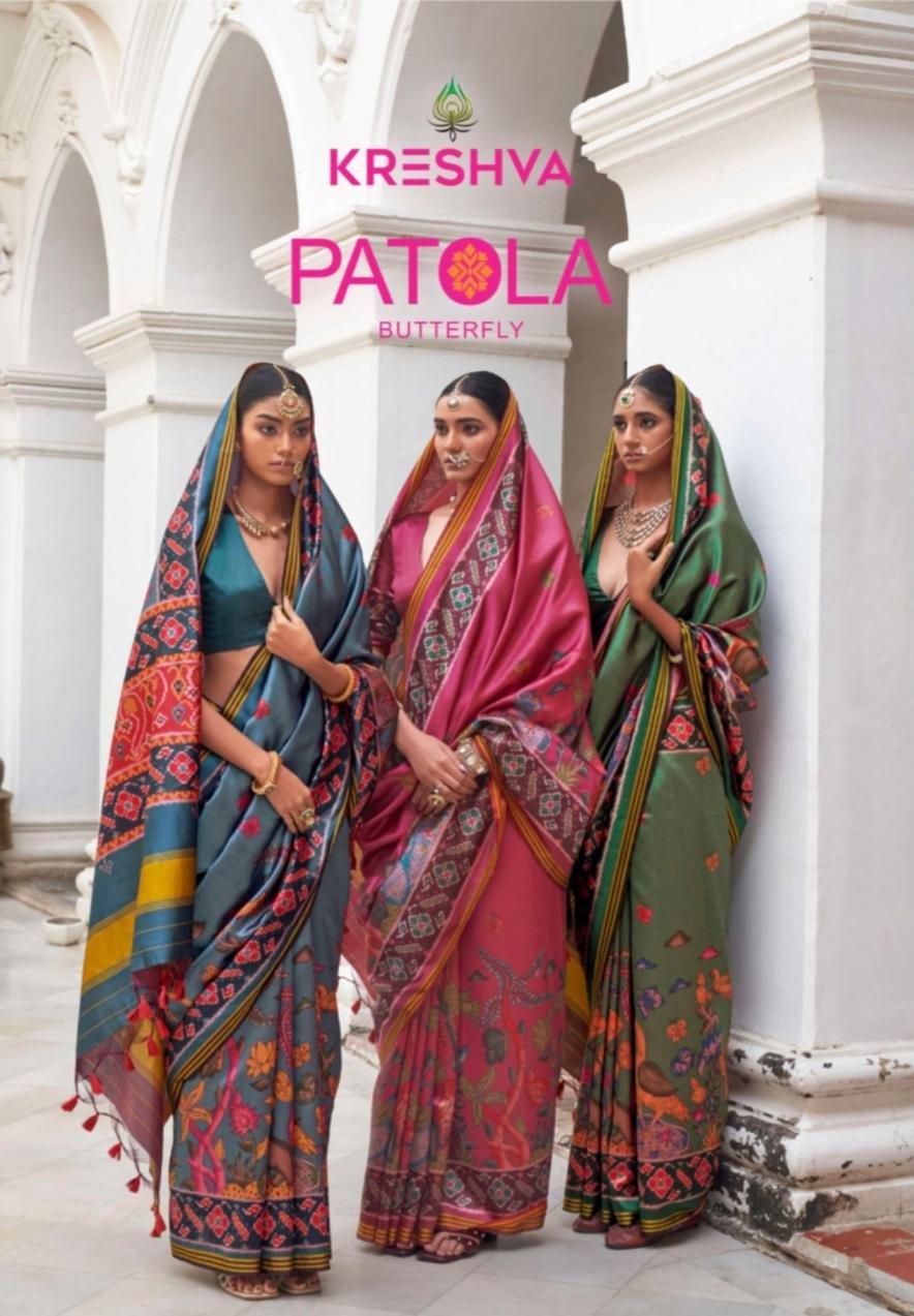 PATOLA BUTTERFLY BY KRESHVA P-280 TO P-285 SERIES TWILL SILK SAREES