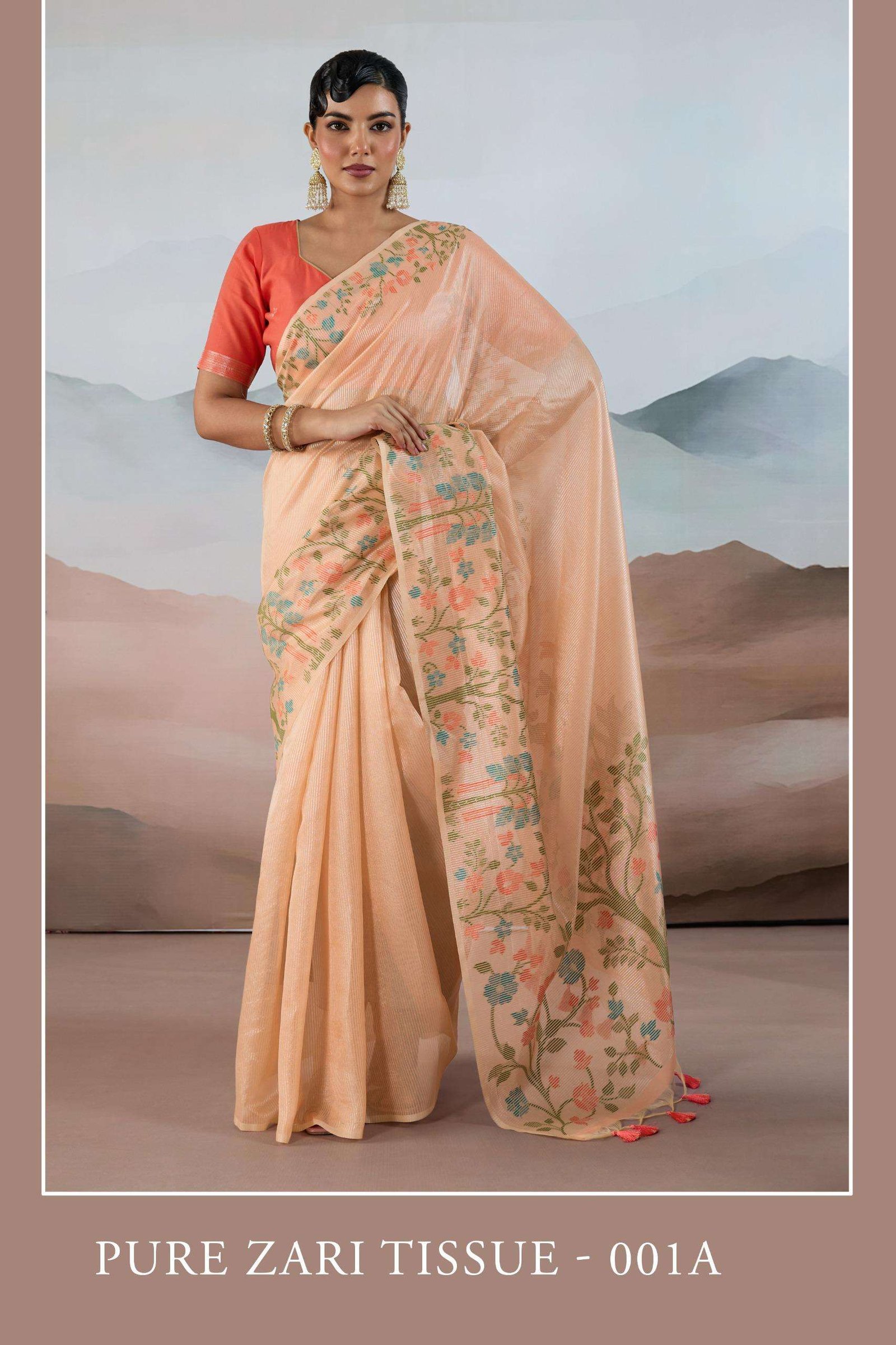PURE ZARI TISSUE BY RAJTEX 001-A TO 001-E SERIES ZARI TISSUE SAREES