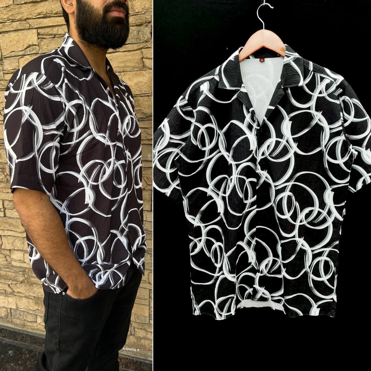 PUSHPA RAJ BY SUSWANI STYLISH POPCORN TEXTURED PRINT MENS SHIRTS