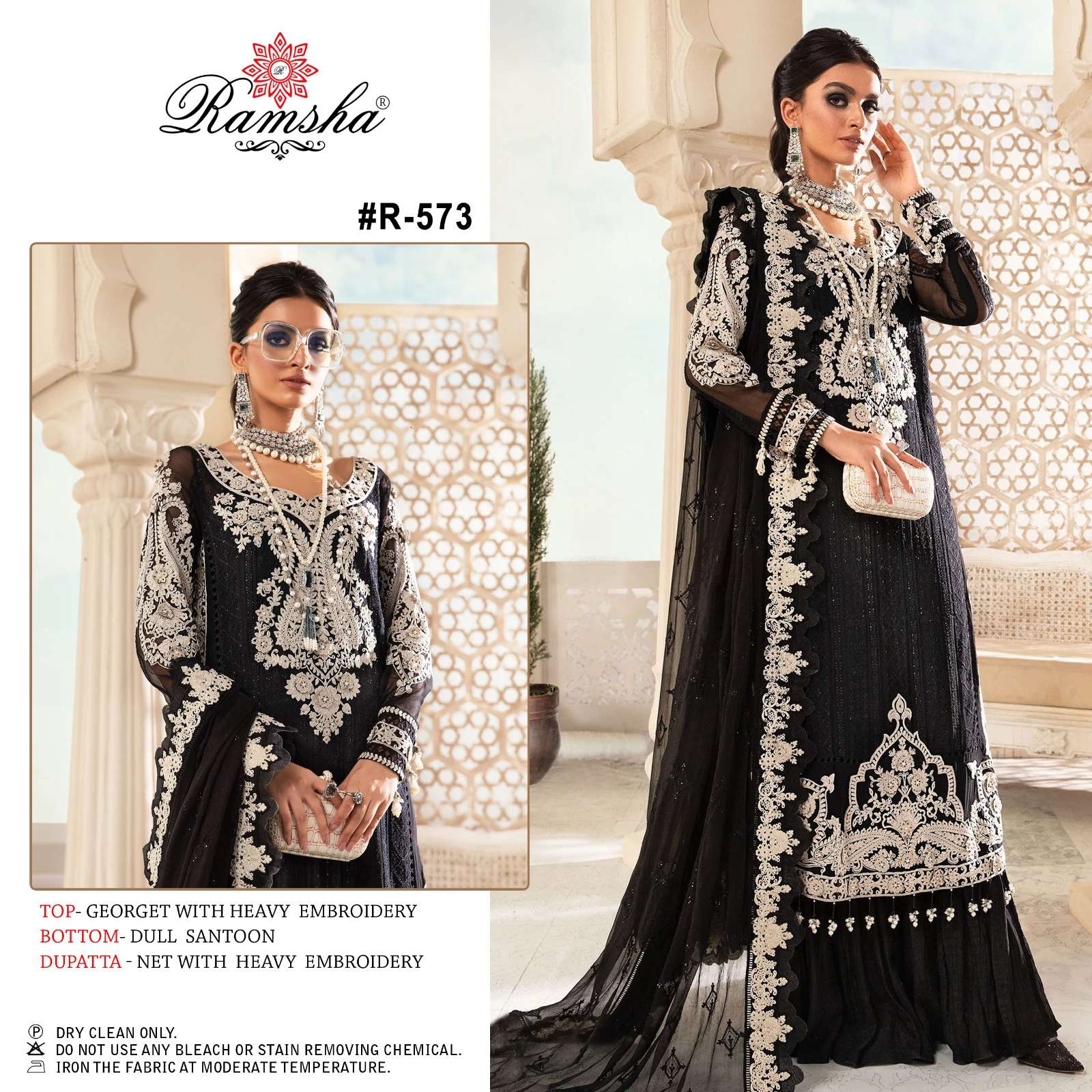 R-573 HIT DESIGN BY RAMSHA HEAVY GEORGETTE PAKISTANI DRESS