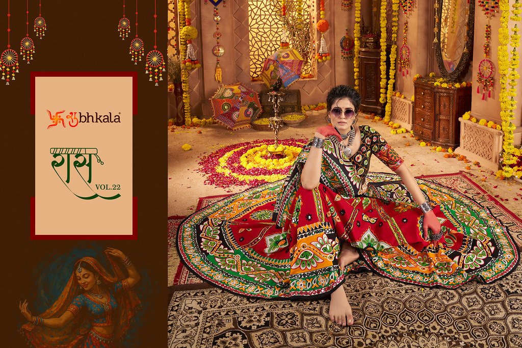 RAAS VOL-22 BY SHUBHKALA 11031 TO 11034 SERIES COTTON NAVRATRI LEHENGAS