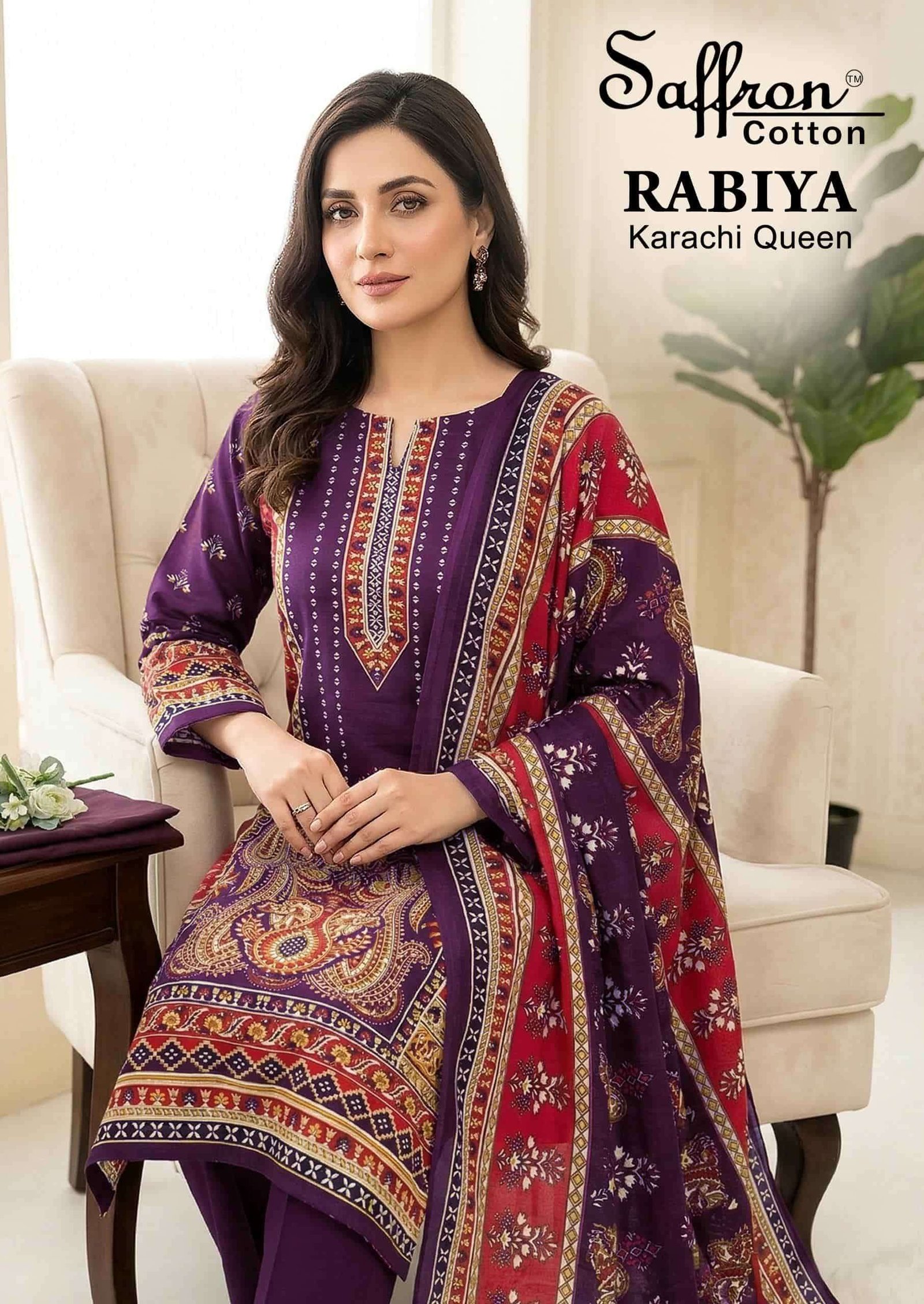 RABIYA KARACHI QUEEN BY SAFFRON COTTON 1001 TO 1008 SERIES PRINT DRESSES