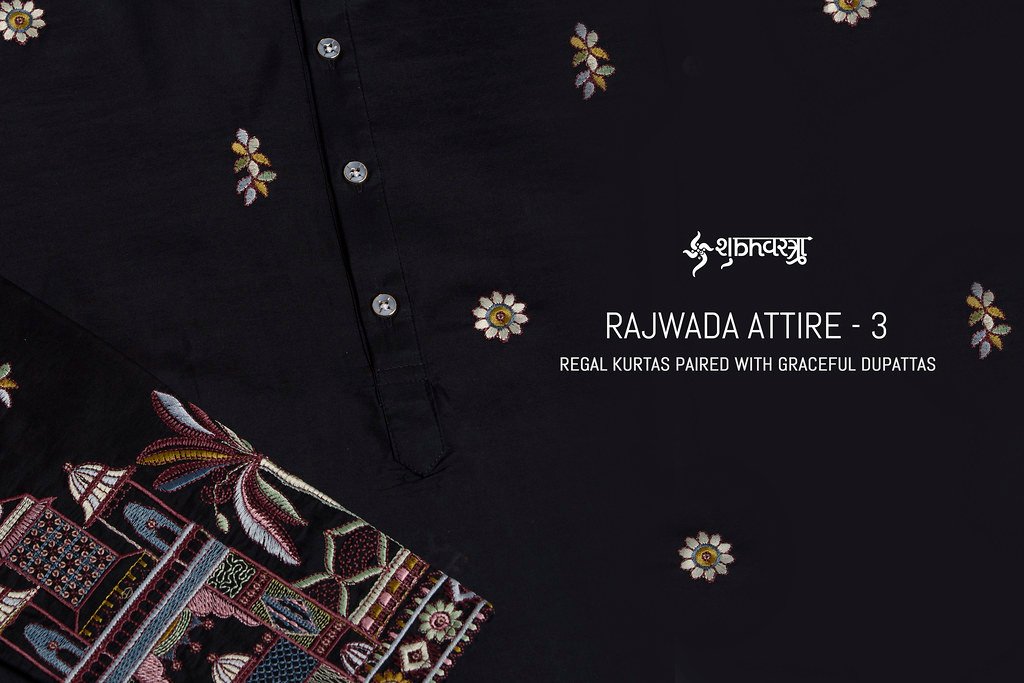 RAJWADA ATTIRE VOL-3 BY SHUBHVASTRA 61181 TO 61186 SERIES VISCOSE SILK MENS KURTA WITH DUPATTA