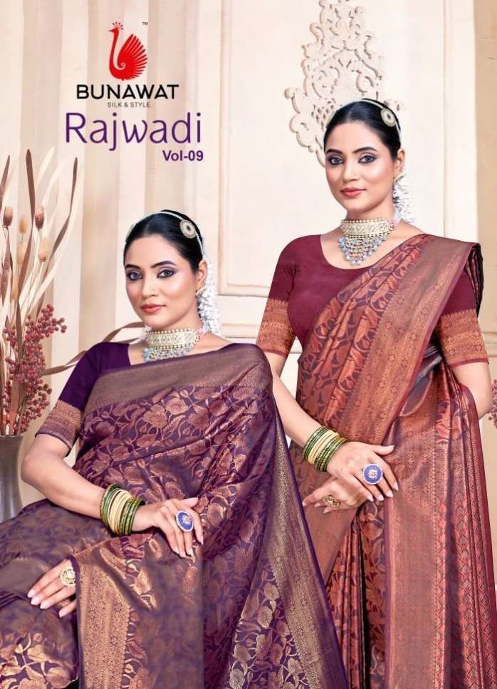 RAJWADI VOL-9 BY BUNAWAT 1001 TO 1006 SERIES FANCY DESIGNER SILK SAREES