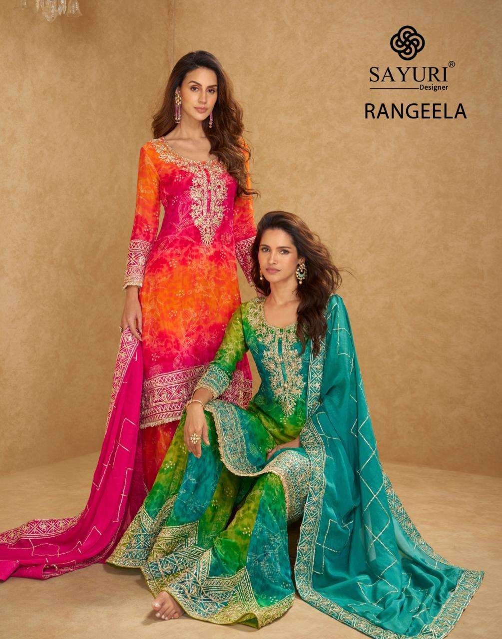 RANGEELA BY SAYURI 5814 TO 5815 SERIES CHINON SILK SHARARA DRESSES