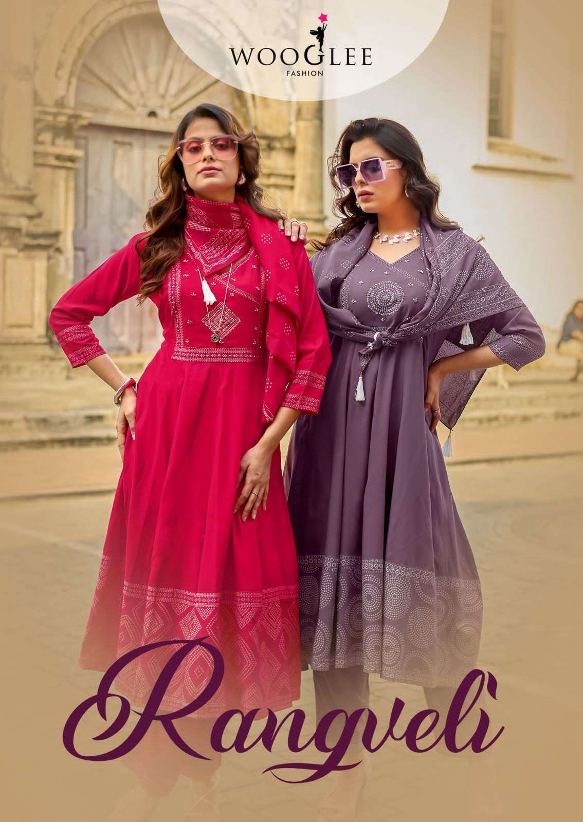 RANGVELI BY WOOGLEE 2001 TO 2004 SERIES DESIGNER RAYON PRINT DRESSES