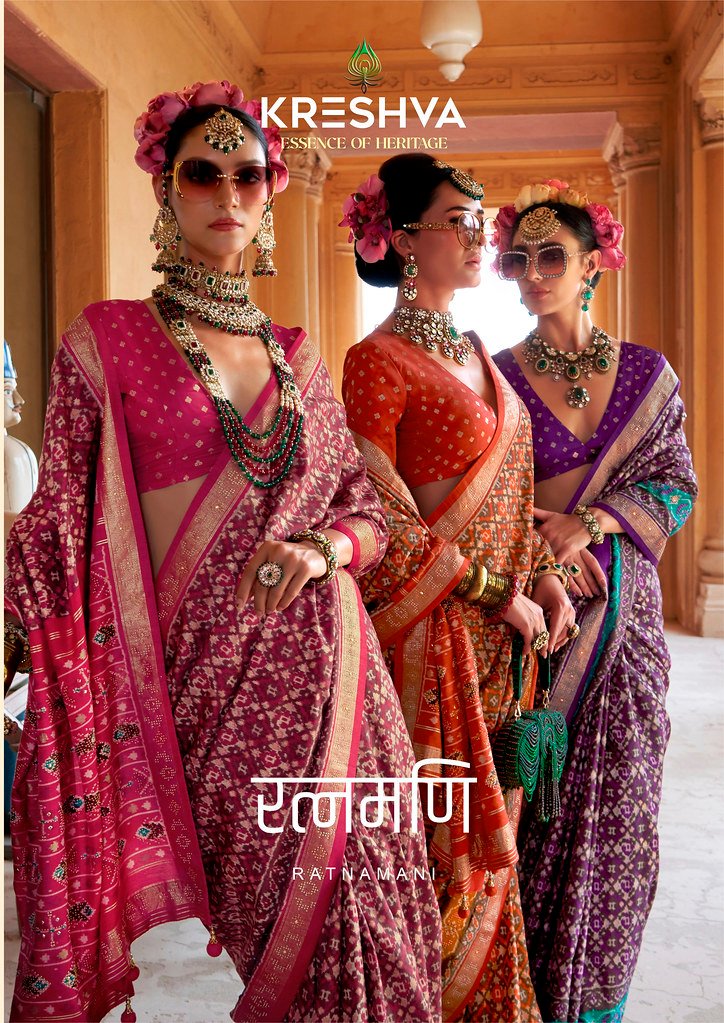 RATNAMANI BY KRESHVA K-945 TO K-950 SERIES 8001 PV SILK PATOLA SAREES